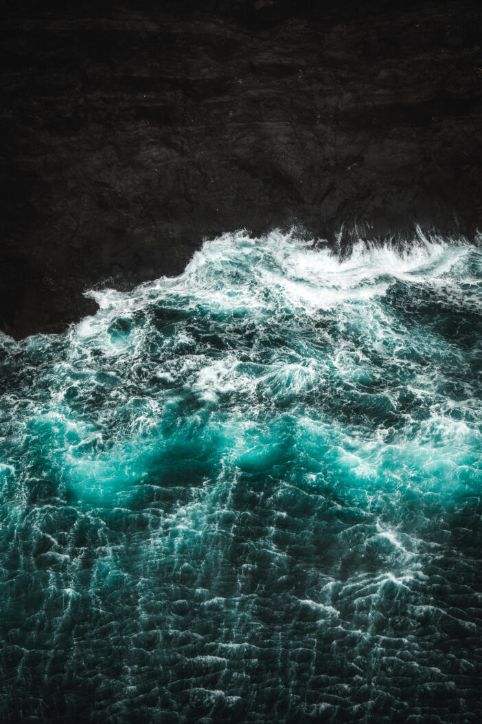 Ocean plankton producing bioluminenscence light at night