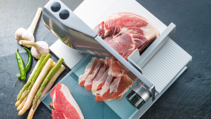 Slicing machine close up