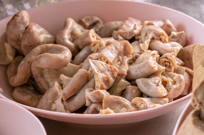 who eats pork intestines