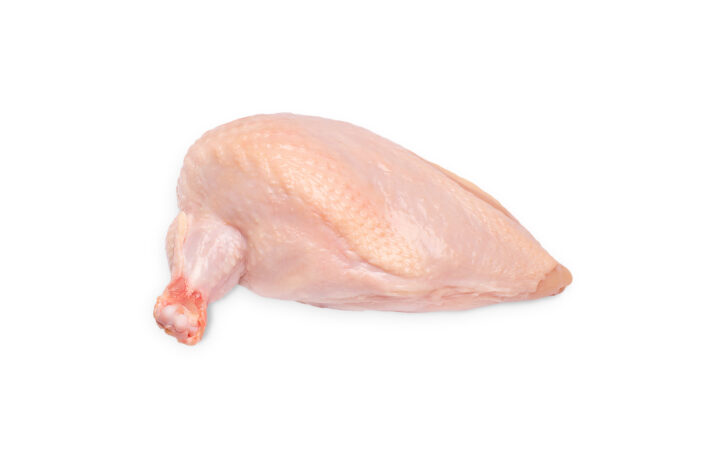 One piece Chiken supreme.Isolate.Fresh chicken meat. Fresh chicken fillet with a wing on a white background .Raw chicken meat on a white background.Healthy food.