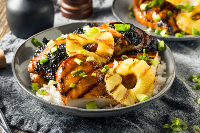 Homemade Hawaiian Huli Chicken with PIneapple and Rice