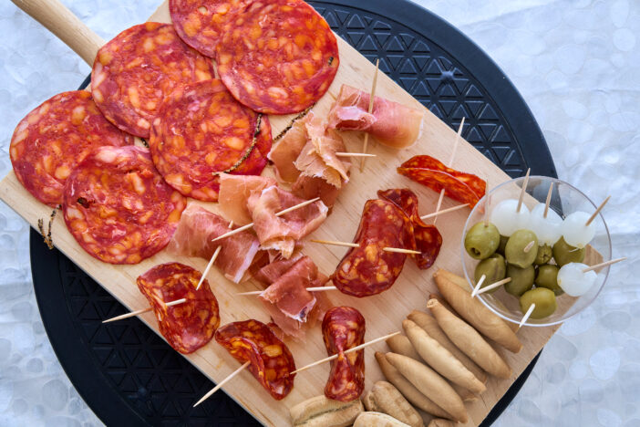 Artisanal Charcuterie Spread on Wooden Board