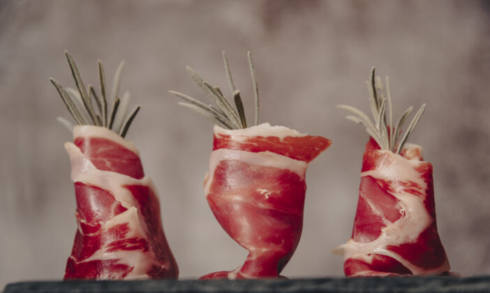 Dish of Extremadura Serrano ham from acorn-fed pigs