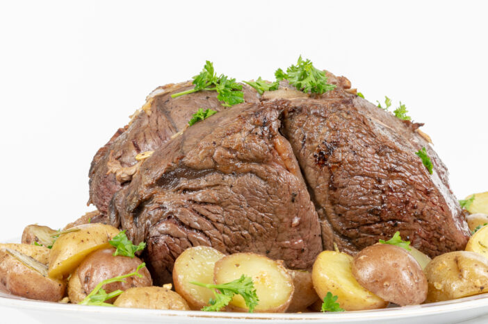 Sirloin tip roast with small potatoes