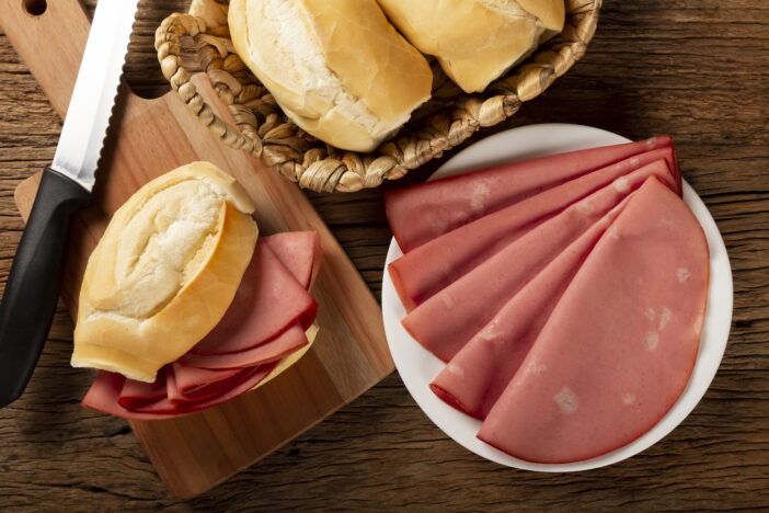 Mortadella bread sandwich. Mortadella sandwich typical of Brazil.