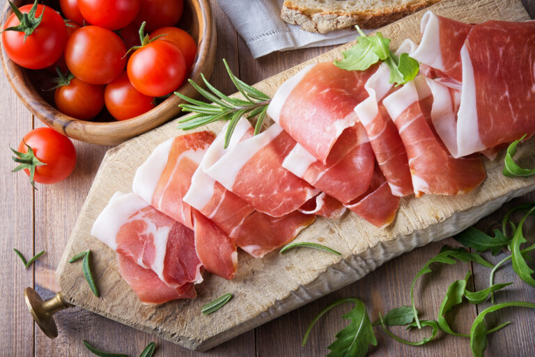 Italian ham and other Mediterranean flavors.