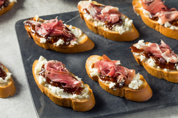 Homemade Prosciutto Goat Cheese Toast with Fig Jam