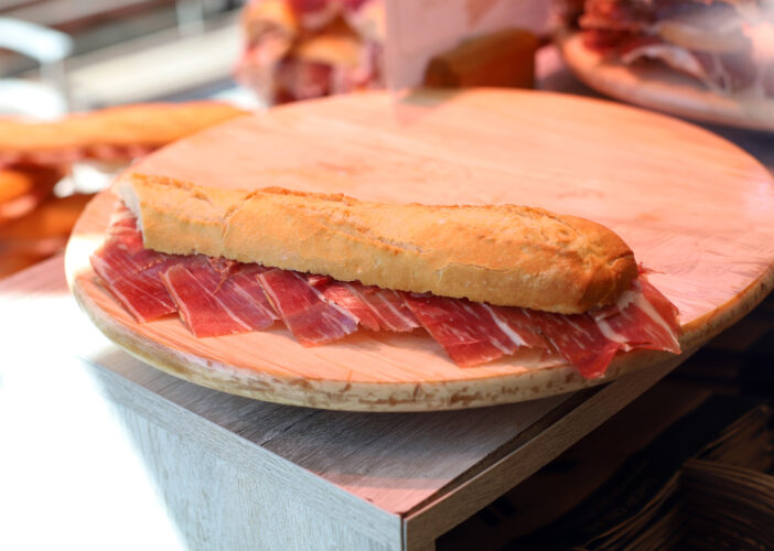 Iberian serrano ham sandwich