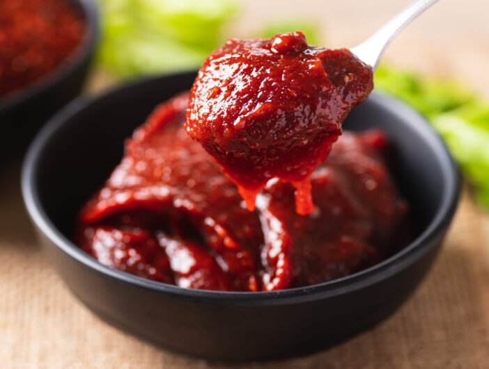 Korean gochujang (red chili paste), spicy and sweet fermented condiment in Korean food