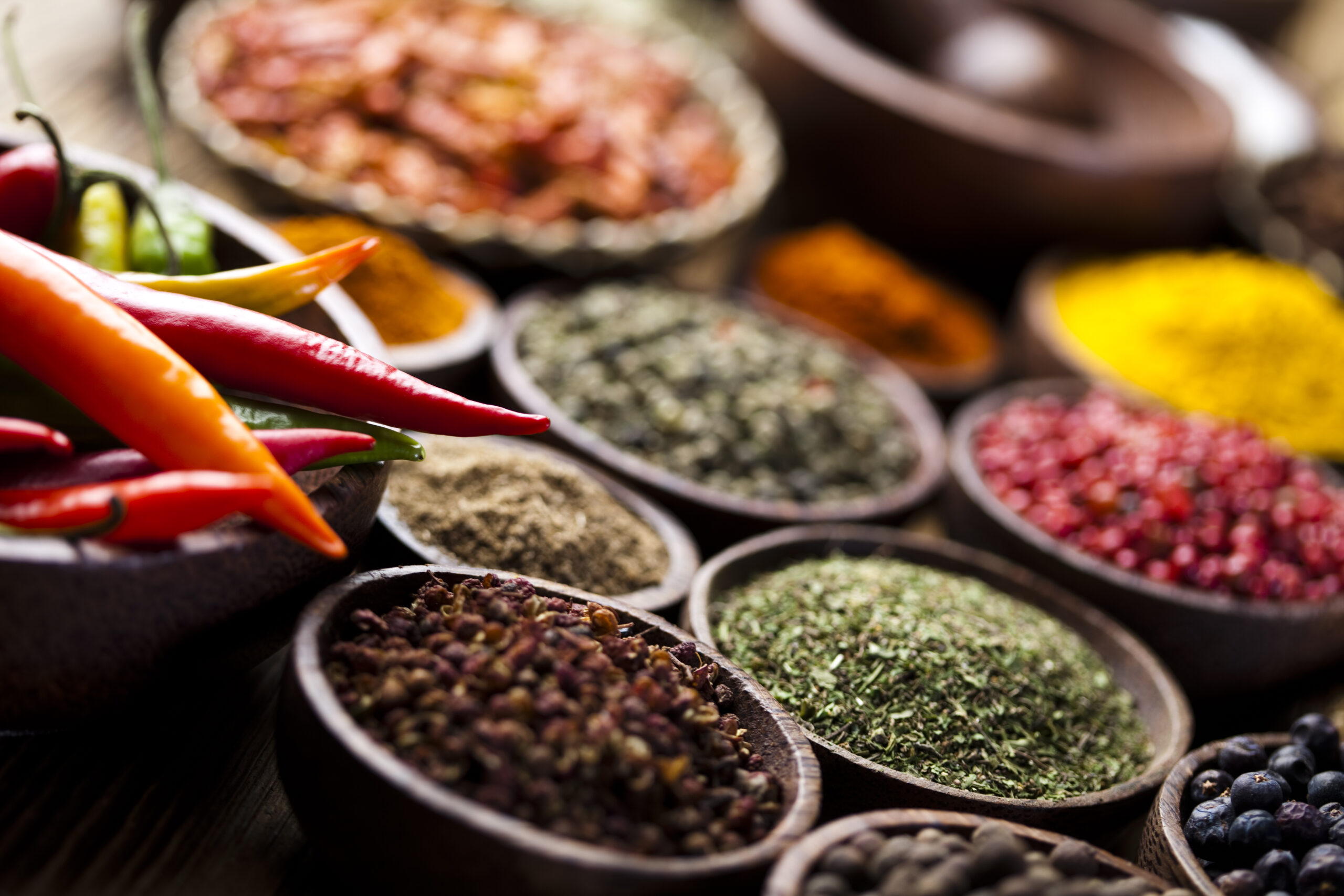 Spice Still Life, wooden bowl