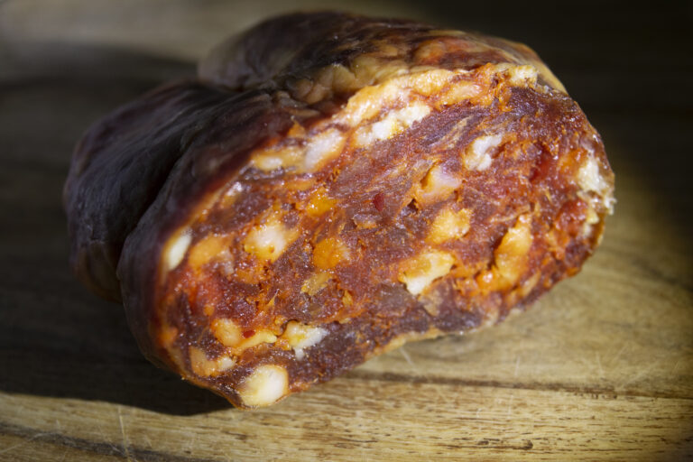 soppressata salami traditional calabrese salami in dark light