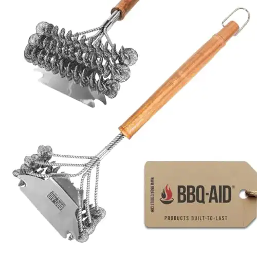 BBQ-AID 18" Bristle Free Grill Brush - Safe Stainless Steel Cleaner