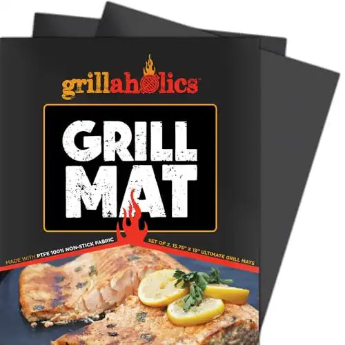 Grillaholics Heavy Duty Grill Mats - Set of 2 for Easy Grilling