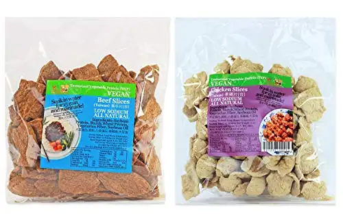 May Wah Textured Vegetable Protein Imitation Beef & Chicken Slices 2 Pack