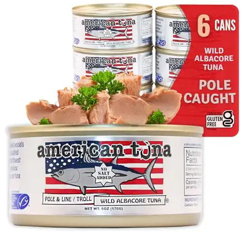 American Tuna Wild Albacore Tuna, No Salt Added, 6 Cans