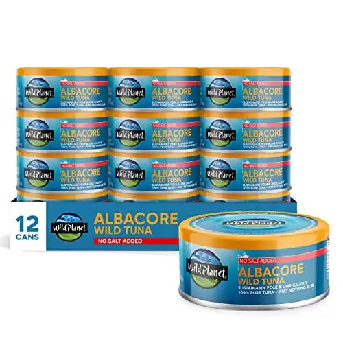 Wild Planet Albacore Tuna, No Salt Added, 5 oz (Pack of 12)