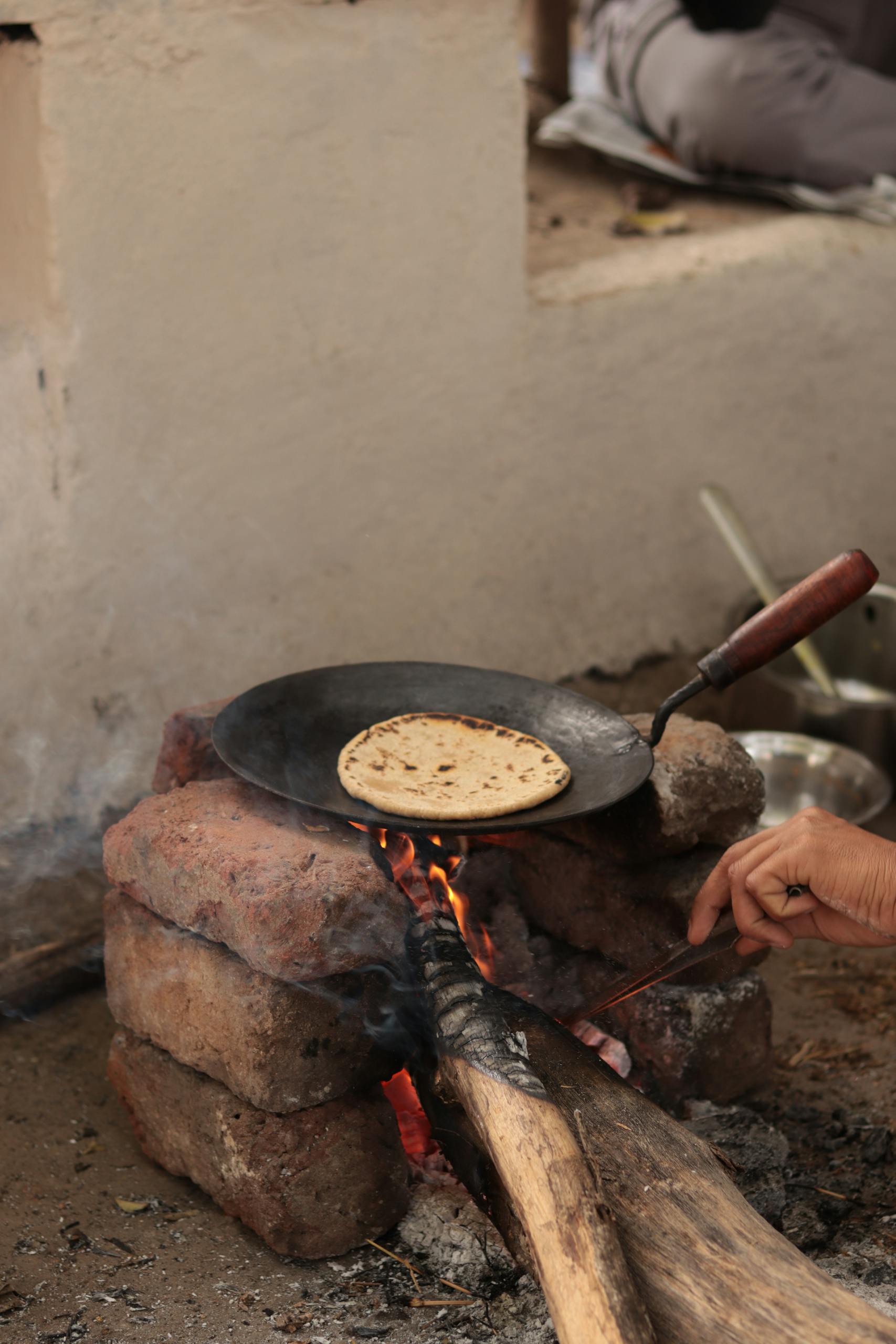 Cooking Bread on Bonfire