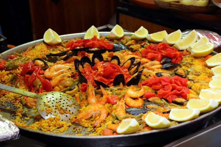 paella, rice, scampi