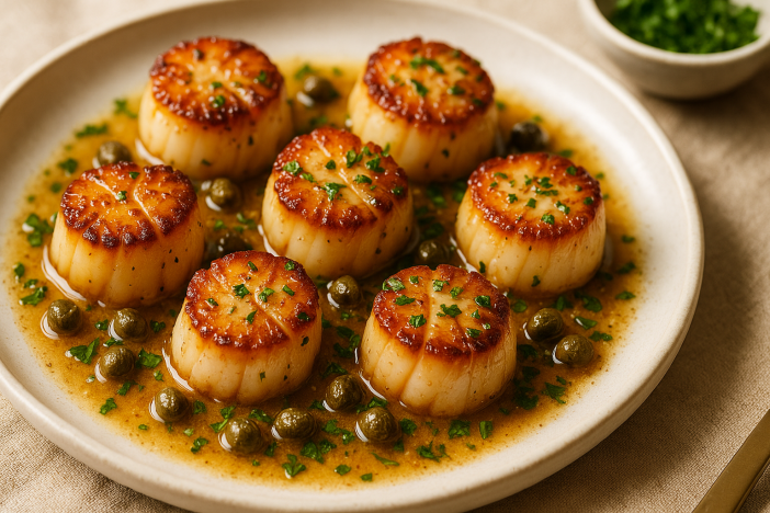 pan seared scallops with brown butter an Pan-Seared Scallops with Brown Butter and Capers Recipe