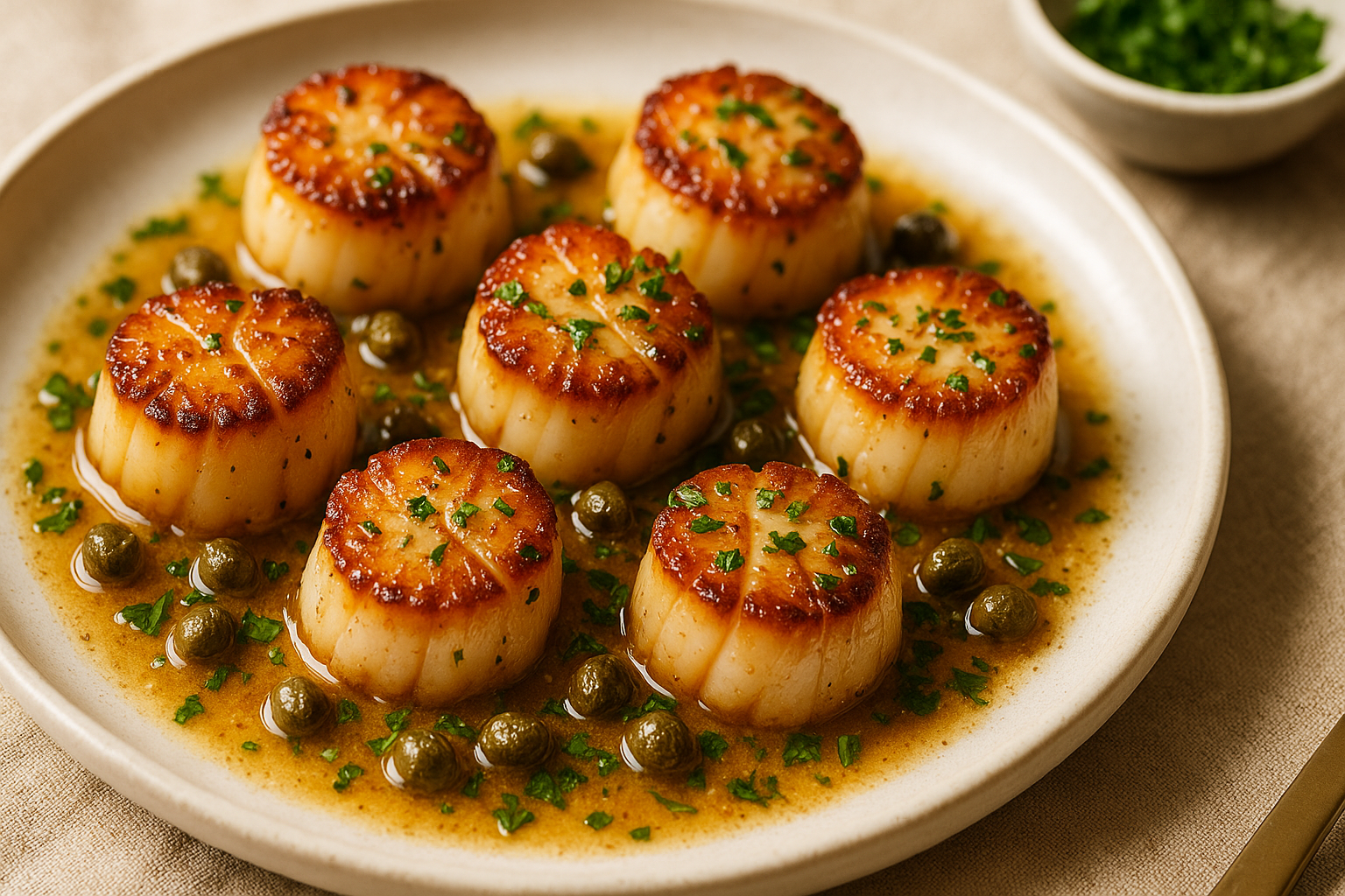 pan seared scallops with brown butter an Pan-Seared Scallops with Brown Butter and Capers Recipe