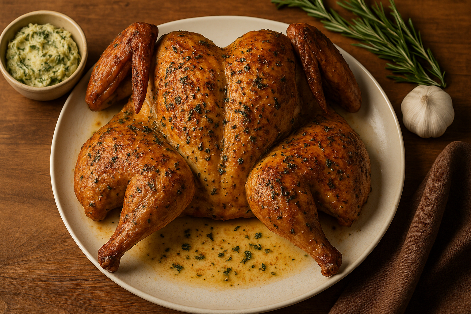 spatchcock turkey with herb butter faste Spatchcock Turkey with Herb Butter: Faster Roasting, Crispier Skin