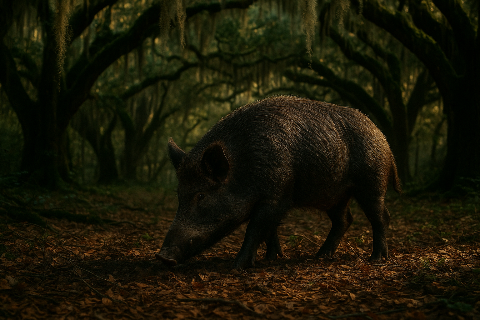 Wild boar in southern forest