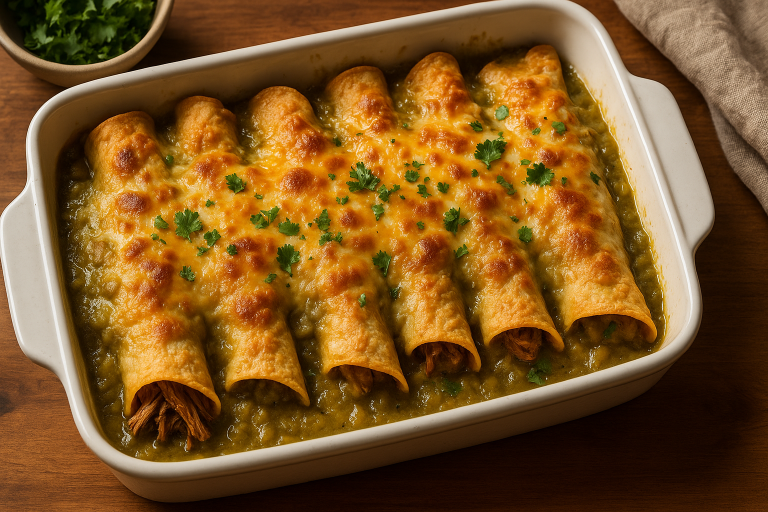 Elk Enchiladas with Green Chile Sauce
