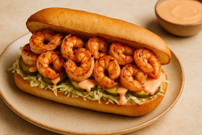 grilled shrimp po boy with comeback sauc Grilled Shrimp Po'Boy with Comeback Sauce