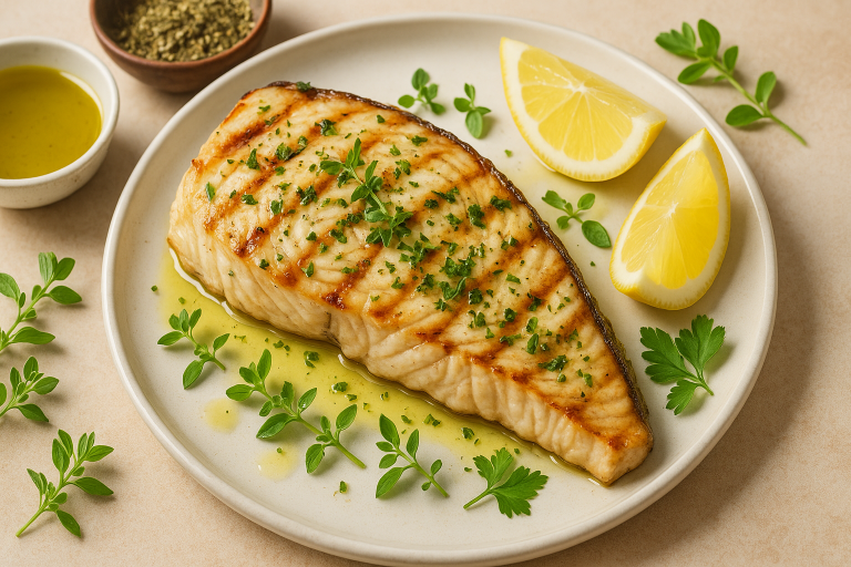 Grilled Sturgeon Recipe: Mediterranean Style with Olive Oil and Herbs