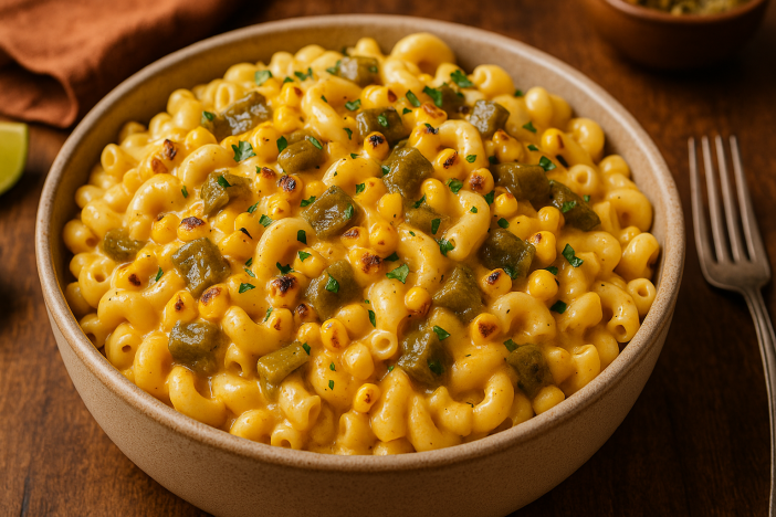 hatch chile mac and cheese with charred Hatch Chile Mac and Cheese with Charred Corn