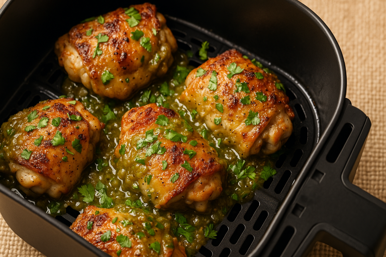 Salsa Verde Chicken Thighs in the Air Fryer: Crispy, Juicy, and Fast