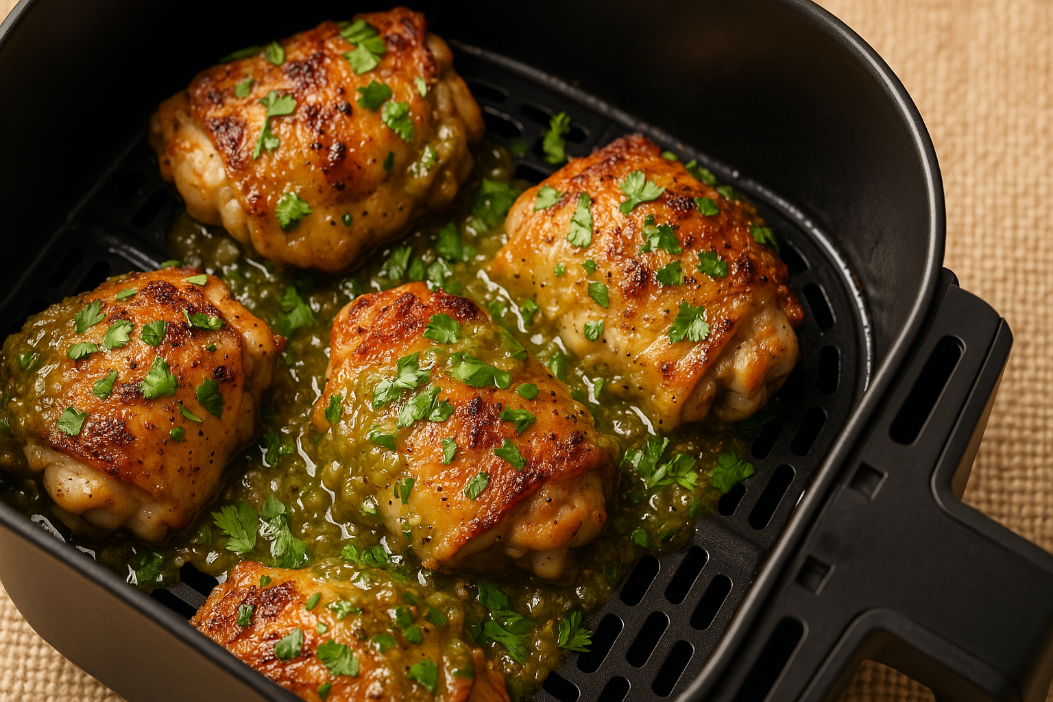 Salsa Verde Chicken Thighs in the Air Fryer: Crispy, Juicy, and Fast 1 salsa verde chicken thighs in the air fr Salsa Verde Chicken Thighs in the Air Fryer: Crispy, Juicy, and Fast