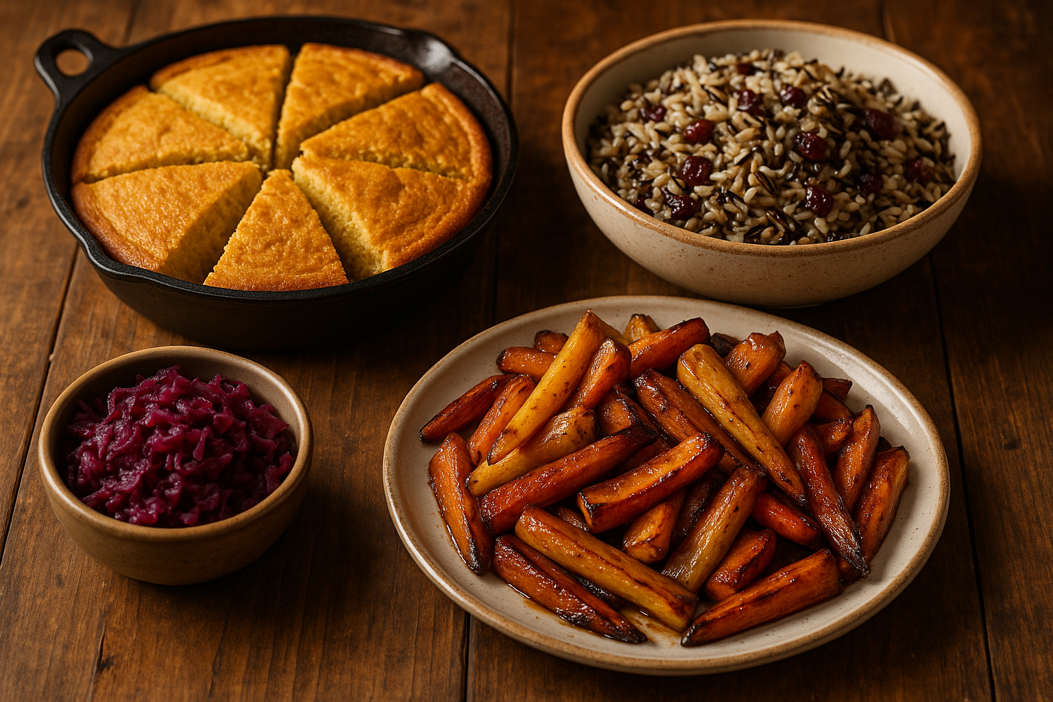 Wild game side dishes spread