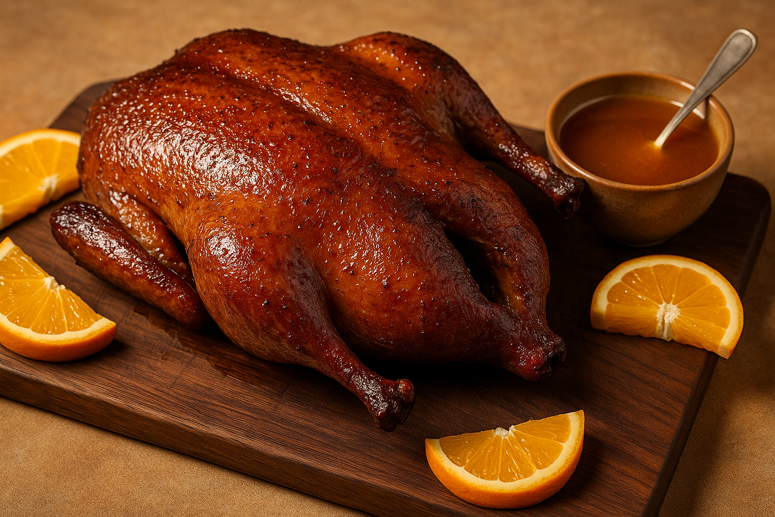 smoked whole duck with orange honey glaz Smoked Whole Duck with Orange-Honey Glaze