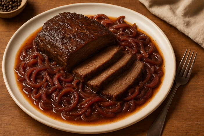 venison brisket braised with caramelized Venison Brisket Braised with Caramelized Red Onions