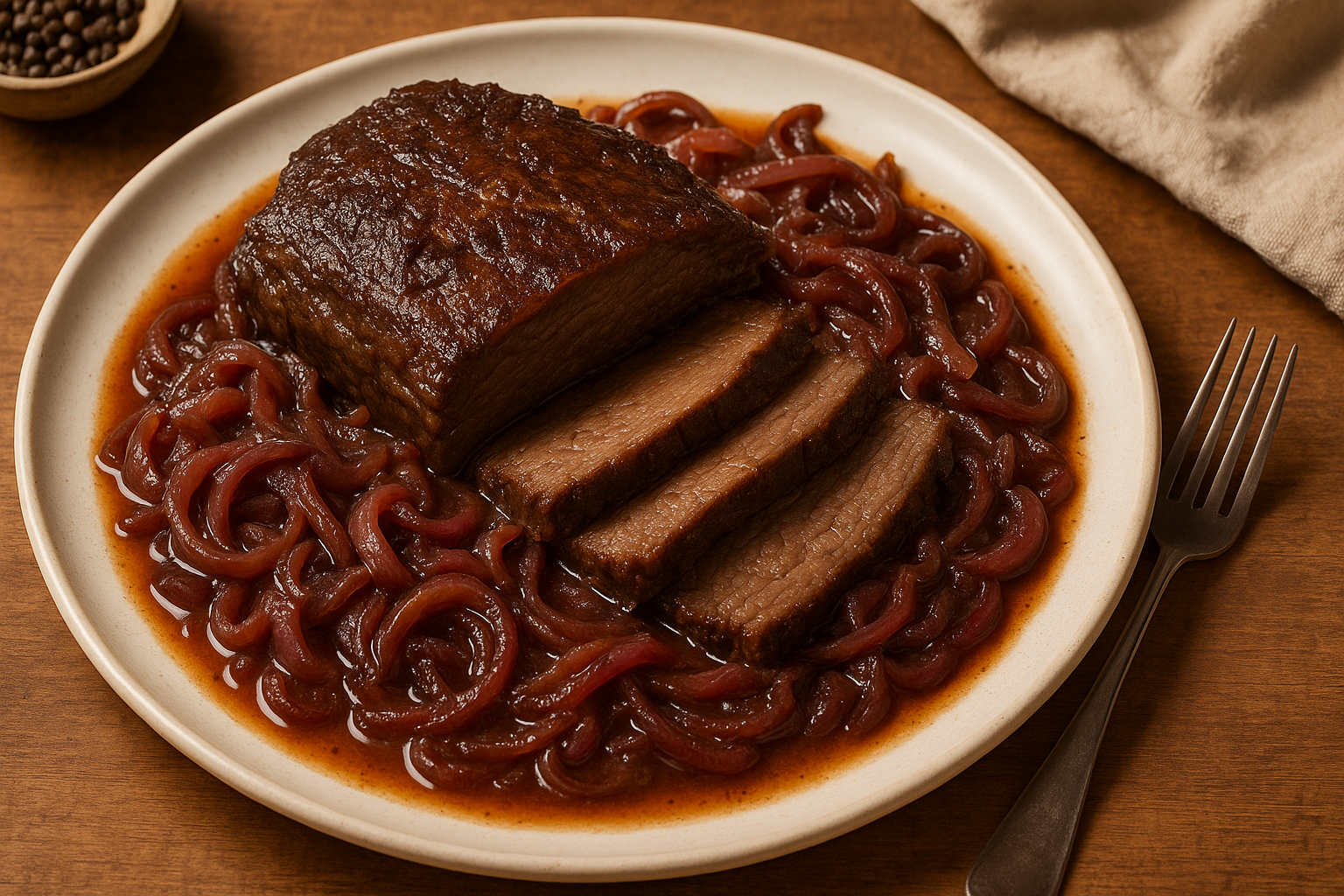 venison brisket braised with caramelized Venison Brisket Braised with Caramelized Red Onions
