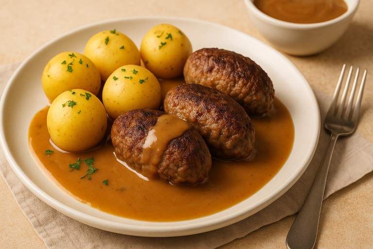 Venison Frikadeller: Danish-Style Meatballs with Brown Gravy