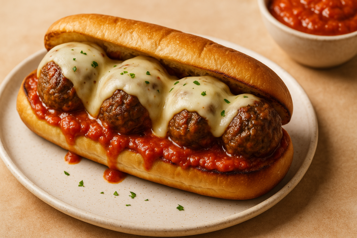 venison meatball sub with marinara and m Venison Meatball Sub with Marinara and Melted Provolone
