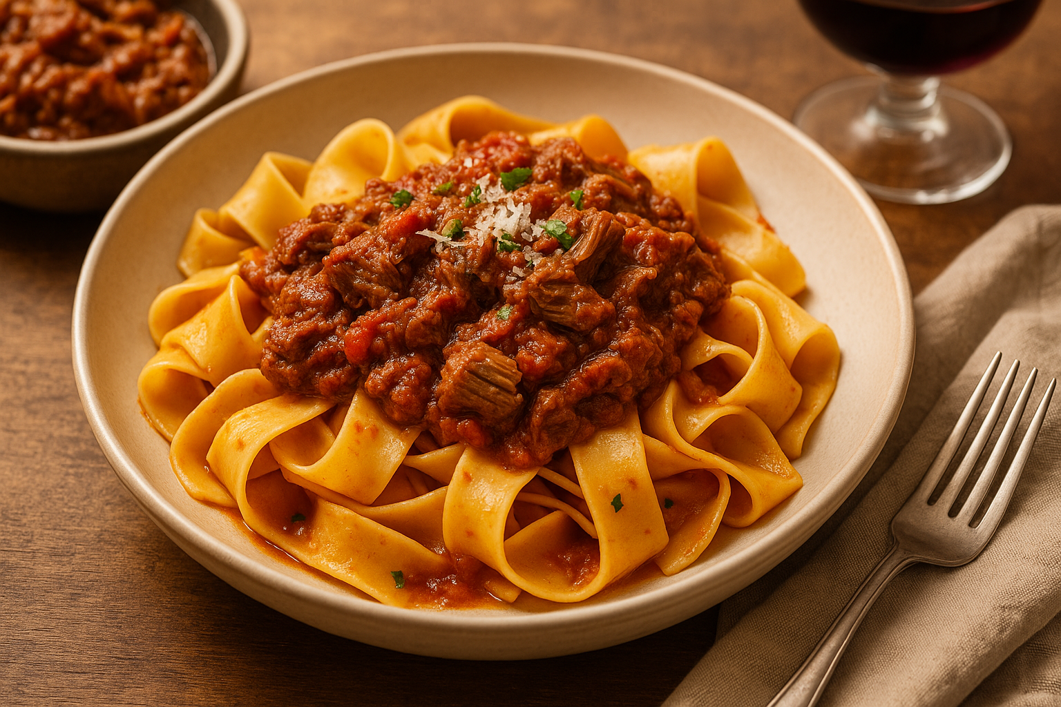wild boar ragu with pappardelle pasta Wild Boar Ragu with Pappardelle Pasta
