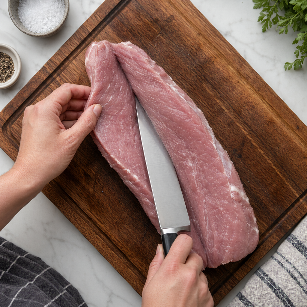 Perfect Pork Tenderloin with Apple Sage Stuffing Recipe 5 Butterflying Technique