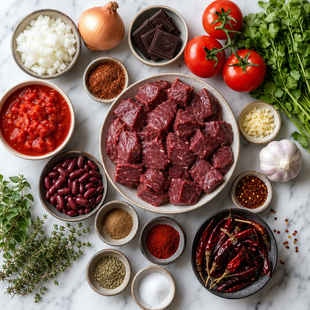 Ingredients for Chocolate Venison Chili