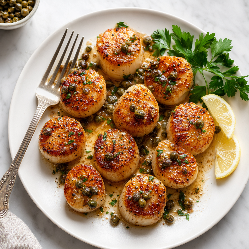 Pan-Seared Scallops with Brown Butter and Capers Recipe