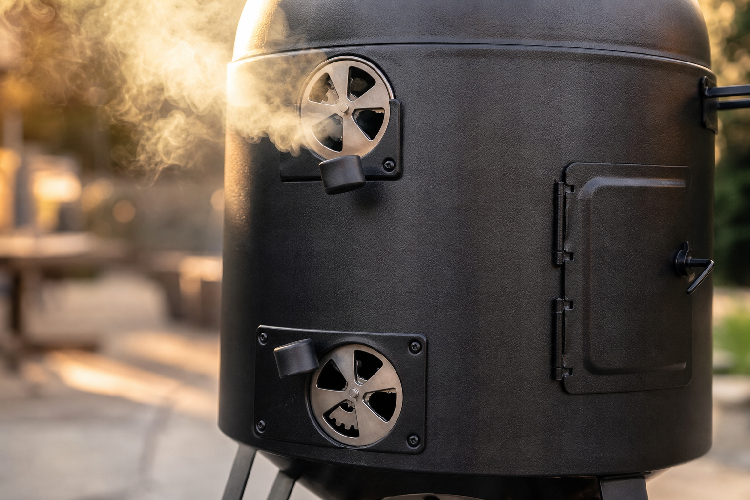 7 Ways to Fix Temperature Swings in Your Smoker 8 Close-up of smoker air vents with smoke flowing through