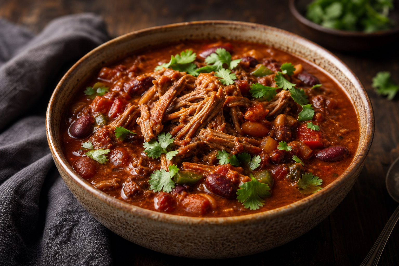Dry pulled pork repurposed into a moist, saucy stew dish