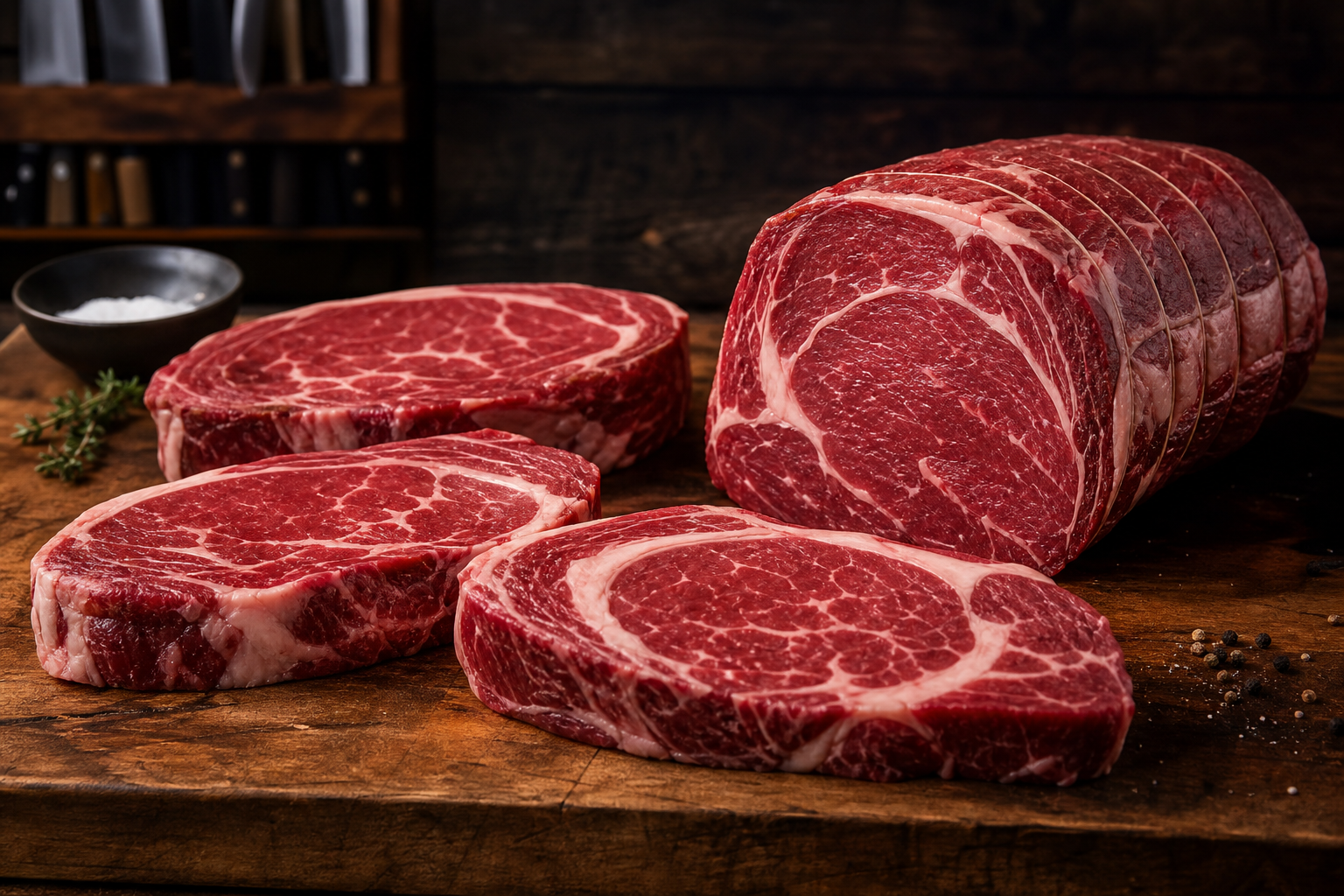 Walmart vs Aldi Meat Prices: Where to Buy Beef & Chicken 5 Various cuts of raw beef steaks and roast on wooden butcher block