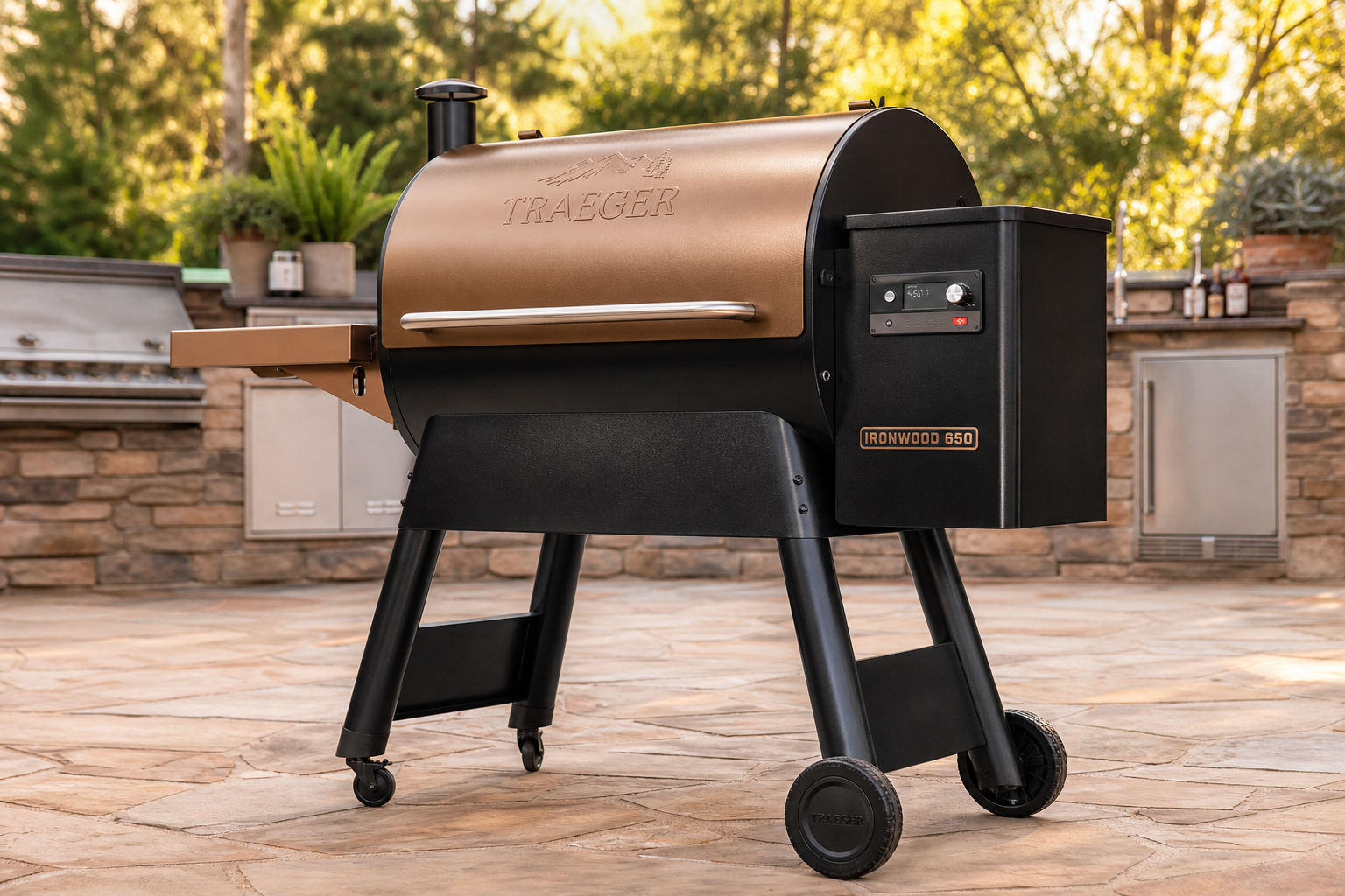 Camp Chef SmokePro DLX pellet grill on patio