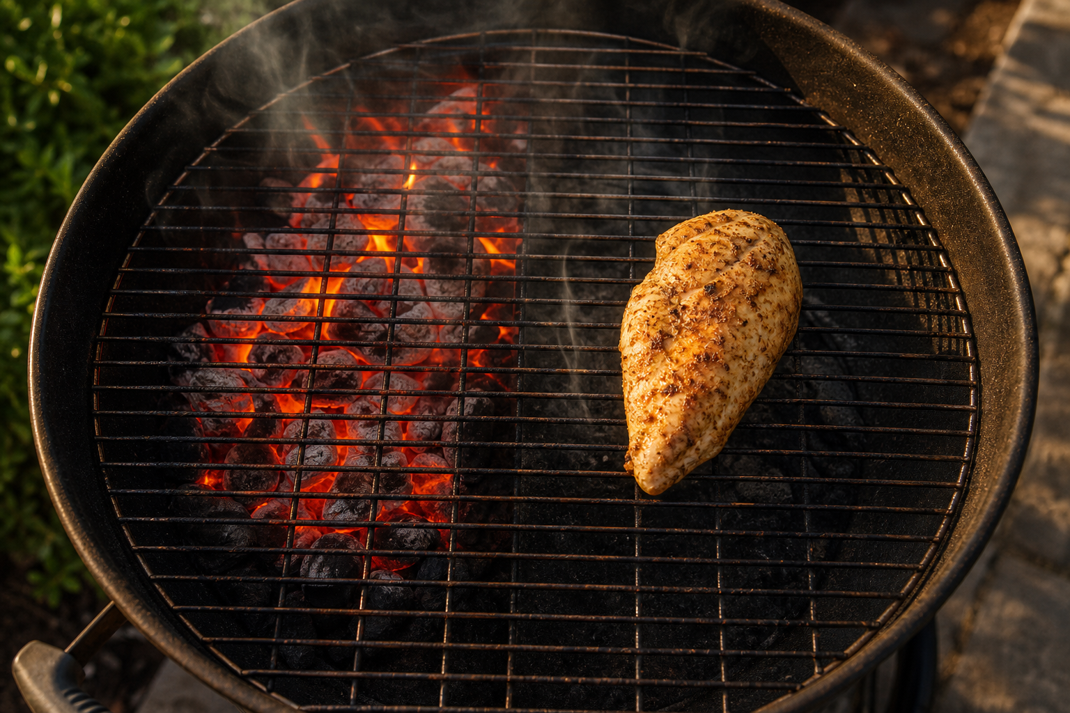 How to Fix Uneven Chicken Breast Cooking (4 Simple Methods) 10 Grill setup showing two-zone cooking method with chicken breast on indirect heat