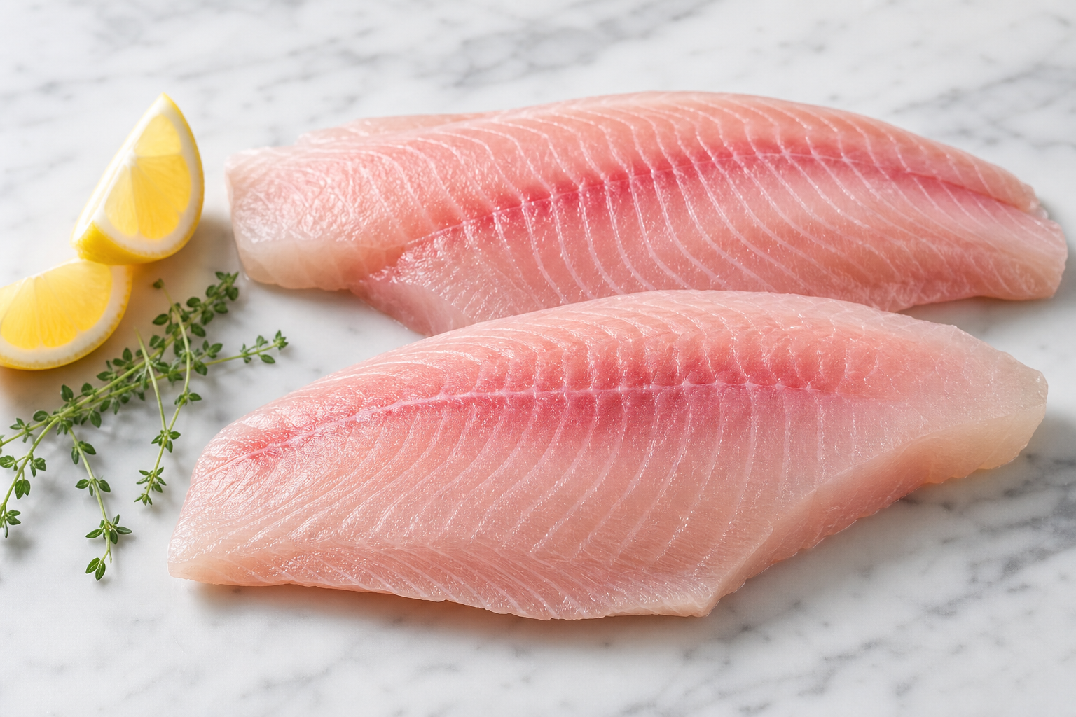 How to Buy Fresh Fish at the Grocery Store: Quality Guide 7 Fresh fish fillets on white surface showing firm, translucent flesh with clean edges
