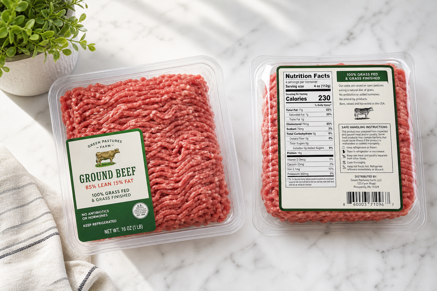 Walmart vs Aldi Meat Prices: Where to Buy Beef & Chicken 4 Fresh ground beef packages on white marble counter