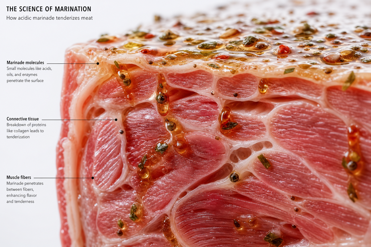 Cross-section showing how marinade penetrates meat fibers